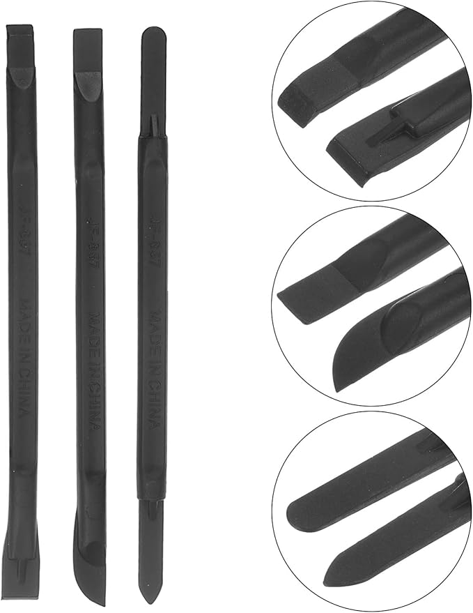 uxcell 10in1 Set Electronics Repair Tool Kit, Plastic Pry Bar, Disassemble Removing Set for Screen Glue Removal Black