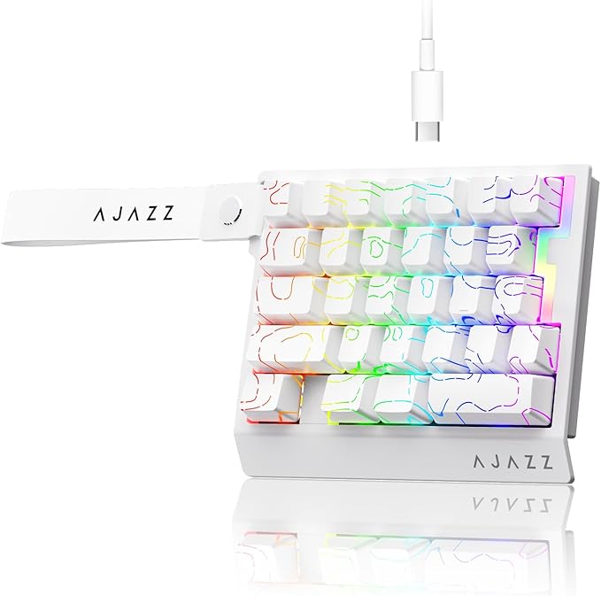 AJAZZ AK029 Wired One Handed Gaming Keyboard,Magnetic Switch, Adjustable Trigger Force, 8KHz Polling, 29 Keys Rapid Fast Mechanical Keyboard, RGB Backlight, SOCD & DKS, Aluminum Plate.