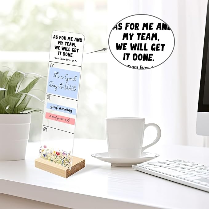 Sticky Notes Monitor Memo Board with Removable Wooden Base We Will Get It Done Inspirational Quote Message Board Portable Sticky Note Holder with 200 Sheets Sticky Notes Teamwork Office Decor Gift