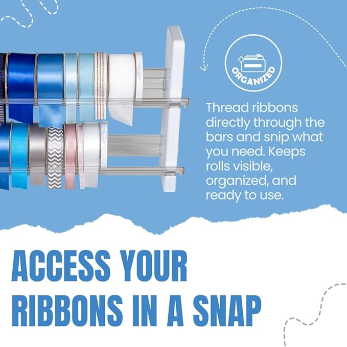 ArtBin Ribbon Storage Rack | Ribbon Spool Holder | Ideal for Craft Rooms & Studios, Gift Wrapping Stations, Small Craft Shops, Boutiques - White