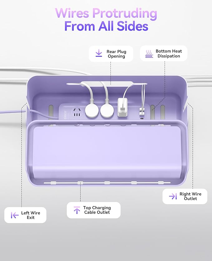 ORICO Cable Management Box, Cord Hider Box to Conceal Power Strips on Desk or Floor, Keeping Cords Tidy and Protected from Damage, Stylish Cable Organizers for Home, Office, School - PB03