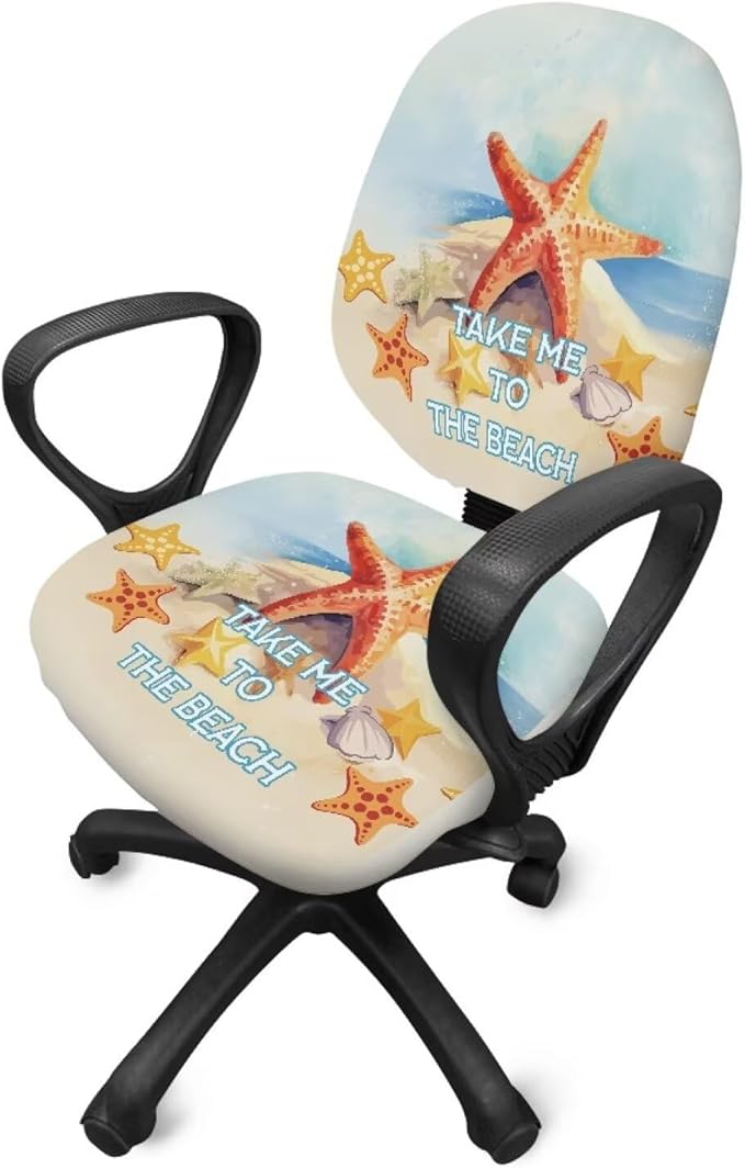 GLENLCWE Beach Starfish Office Chair Cover Seat Covers Independence Day Stretchable Universal Computer Chair Covers Rotating Chair Slipcover for Family Friends