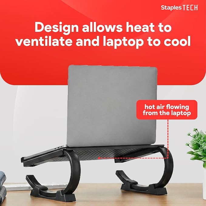 STAPLES Adjustable Steel Laptop Stand – Ergonomic Curved Desktop Riser for Laptops & Notebooks