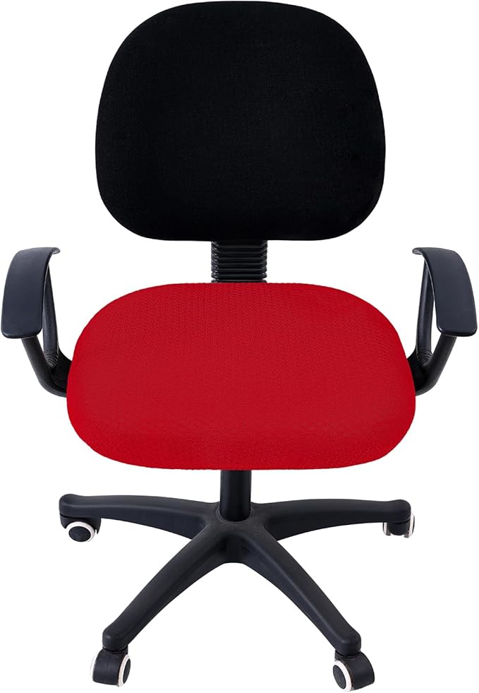 Smiry Stretch Jacquard Office Computer Chair Seat Covers, Removable Washable Anti-dust Desk Chair Seat Cushion Protectors - Red