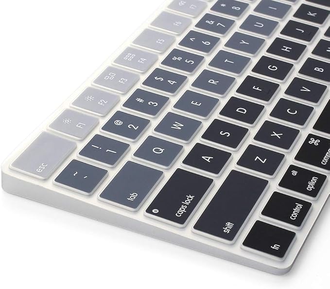 ProElife Ultra Thin Silicone Keyboard Protector Cover Skin for Apple Magic Keyboard & Magic Keyboard 2 (U.S Version, Model: MLA22L/A-A1644, Without Numeric Keypad) (Ombre Gray)