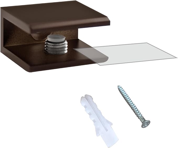 Dulles Glass Floating Shelf Brackets, Square Clamps Heavy Duty, Oil Rubbed Bronze, for Glass, Wood, Acrylic Wall Mounted Shelf Support. 1 Piece