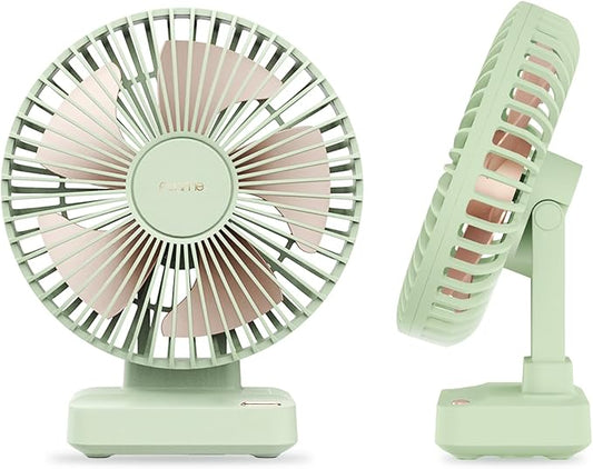 Funme Desk Fan, Small But Powerful, 10000mAh Personal Portable 3 Speeds, 29H Max Cooling Time, Adjustable Mini Table Desktop fan for Cooling Home Office Bedroom Summer Travel, Green Flagship Model