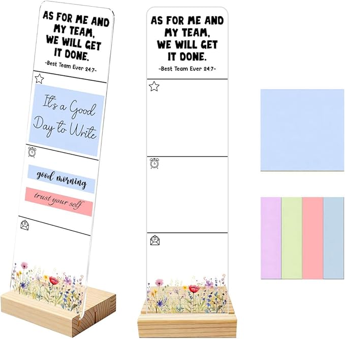 Sticky Notes Monitor Memo Board with Removable Wooden Base We Will Get It Done Inspirational Quote Message Board Portable Sticky Note Holder with 200 Sheets Sticky Notes Teamwork Office Decor Gift