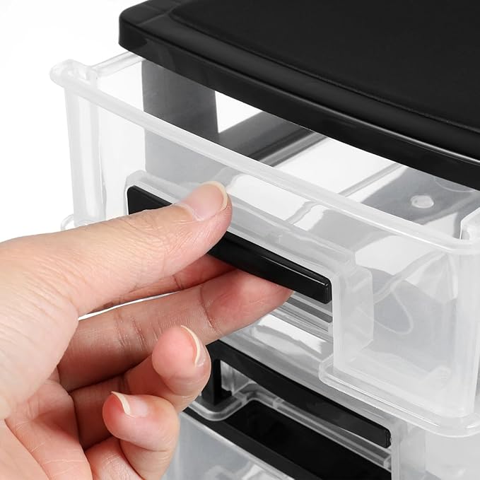 Plastic Stacking Desktop Storage Drawers 3-Drawer Storage Organizer, Small Organizer Box Makeup Container Case for Home Office Stationery Jewelry and Cosmetics