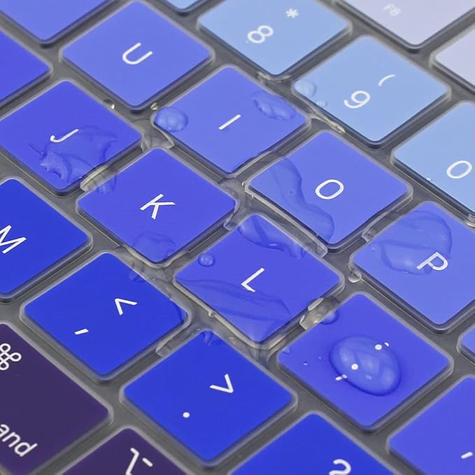ProElife Keyboard Cover Skin for 2026-2022 MacBook Air 13.6 inch 15.3 inch M5 M4 M3 Chip A3449 A3240 U.S Enter TPU Protector for MacBook Air 13'' 15'' M5 M4 M3 2026 2025 2024 Accessory (Ombre Blue)