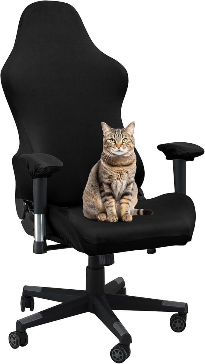 BIETYONE Gaming Chair Covers,Stretchable Computer Chair Cover,Ergonomic Office Chair Cover,for Anti Cat Scratch Protection of Computer Gamer Chair Slipcovers,Racing Chair Covers (Only Covers,Black)