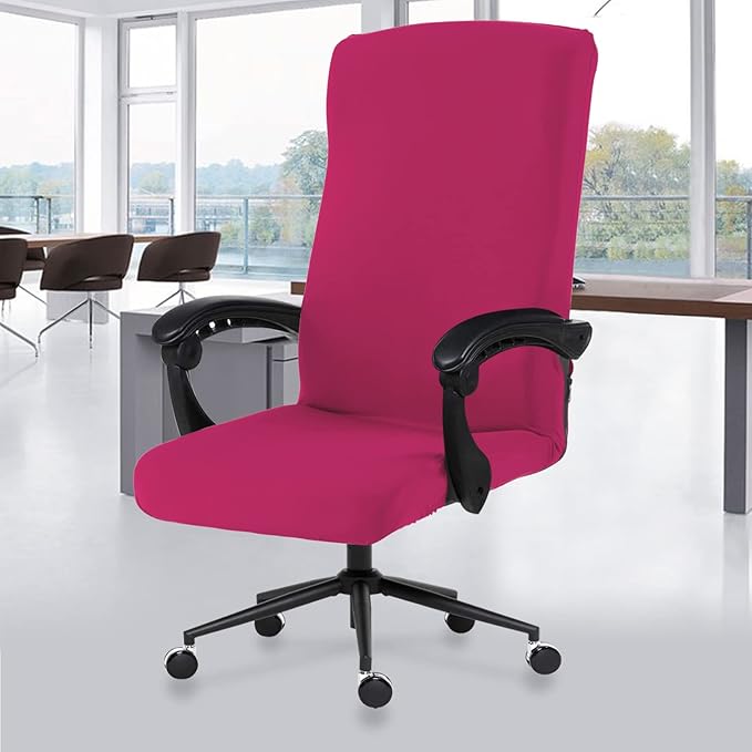 DIVA EN CAMINO DEC Computer Office Chair Cover Stretch Spandex Fabric Rotating Chair Slipcovers Removable Chair Seat Covers Furniture Protector Covers (Hot Pink)