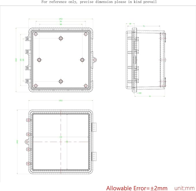Junction Box, Hinged Black Clear Cover IP67 Waterproof ABS Project Box with Mounting Plate Electrical Box Enclosure with Wall Bracket 5.9 x 5.9 x 3.5inch(150x150x90mm)
