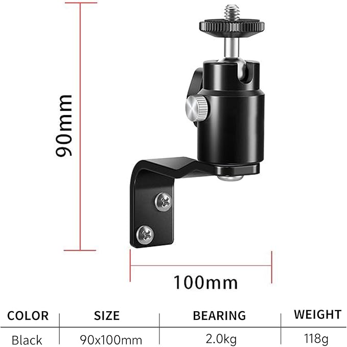 E Shape Adjustable Metal Camera Wall Mount,Speaker Wall Mount, with 1/4" Screw, 5/8" Stud, Indoor/Outdoor Mounting for Arlo, Eufy Camera & Monitor & CCTV & Speaker & VR Base Station
