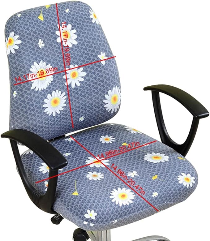 VIOKKO Office Chair Cover Stretchable Computer Desk Chair Seat Covers Anti-Dust Universal Split 2 Piece Rotating Swivel Chair Slipcover Protector (Daisy)