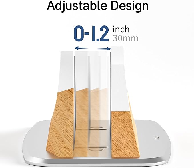 AFOOYO Vertical Laptop Stand - Snow Peak-Shaped Wooden Holder Dock Compatible with MacBook, Surface, Chromebook, Dell & More - Space-Saving Design for All Laptops