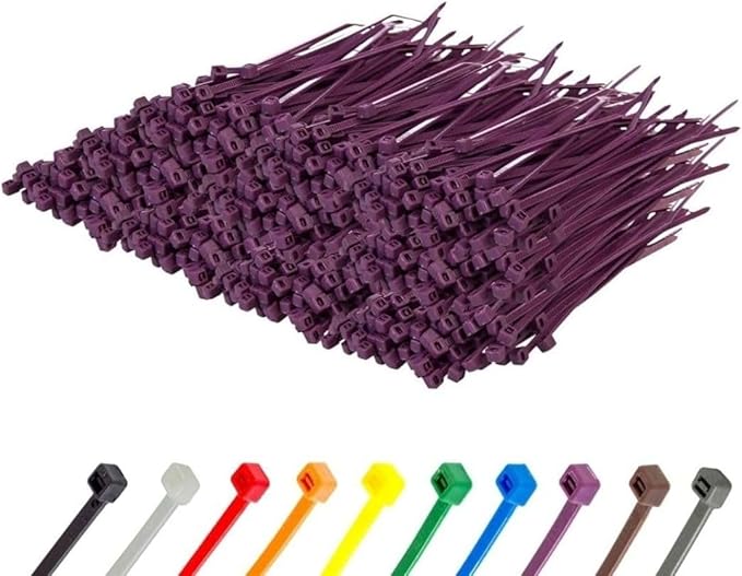 GTSE 4 Inch Purple Zip Ties, 5,000 Bulk Pack, 18lb Strength, UV Resistant Small Nylon Cable Ties, Self-Locking 4" Tie Wraps
