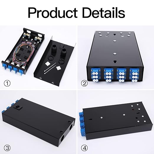 12 Duplex 24 Port LC-OS1 Box+ SingleMode Cables Wall Mount Fiber Enclosure with Spool LC-UPC Kit (Include a 1 Meter 24 Strand LC-SM Pigtail and 12 Port Duplex LGX Loaded Panel