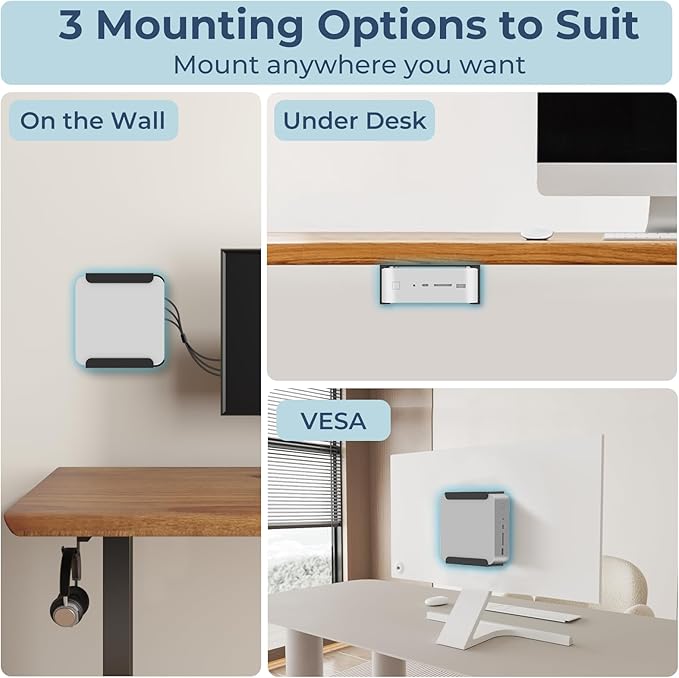 Mini PC Vesa Mount Compatible with Beelink GTi12, GTi13, GTi14, GTi12 Ultra, GTi13 Ultra, GTi14 Ultra Mini PC, Vesa/Wall/Under Desk, Mount for Beelink, Easy to Install, with Holder, Black