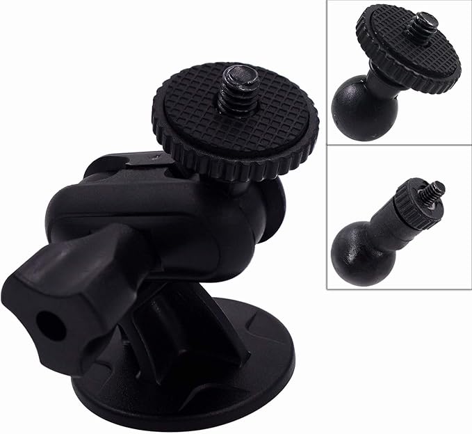 CH01C 1/4" Thread Camera Mount Holder Mini Adhesive 16mm Base - Dash Cam Permanent Tripod Windshield/Dashboard Mount Holder Fit Sony/Ricoh/HP/GoPro/Oculus(M4 M6 Screw Join Ball Included)