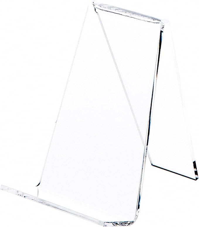 Plymor Clear Acrylic Book Easel with 1.125" Flat Ledge, 3.625" W x 4.25" D x 4.875" H