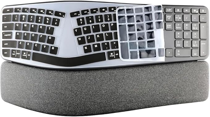 Silicone Keyboard Skin Cover Protector Compatible for Logitech Ergo K860 Wireless Ergonomic Keyboard, K860 Split Keyboard Protective Accessories (Black)