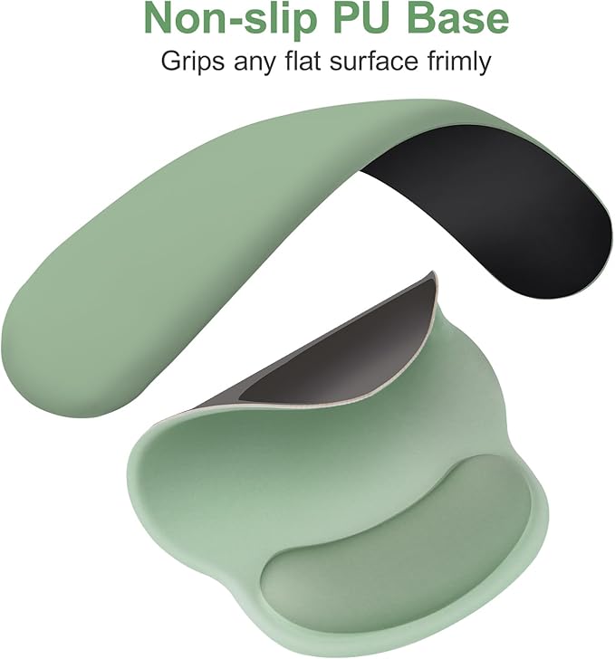 MOSISO Wrist Rest for Keyboard Mouse Pad Set, Large Gaming Deskpad&Circle Curved Mousepad&Keyboard Wrist Rest&Coaster, Ergonomic Non-Slip Mousepad&Easy Typing Pad with Silicone Lining, Green