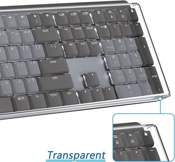 Geekria Full Size Keyboard Dust Cover, Clear Acrylic Keypads Cover for 104 Keys Computer Mechanical Keyboard, Compatible with Logitech MX Mechanical