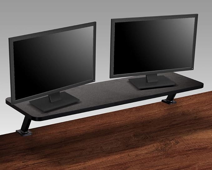 Kantek Ergonomic Mounted Computer Monitor Riser Stand, Floating Desk Shelf, Clamp On Base, Extra-Wide, 39.4" X 10.2" X 5.1", Black