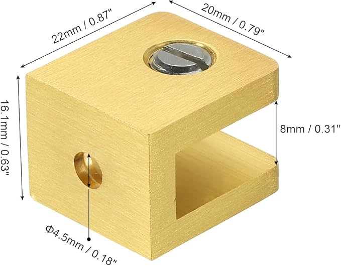 Uxcell Brass Glass Shelf Clamp - 10Pcs Adjustable Bracket Support Holder for 5-8mm Thick Glass, Gold
