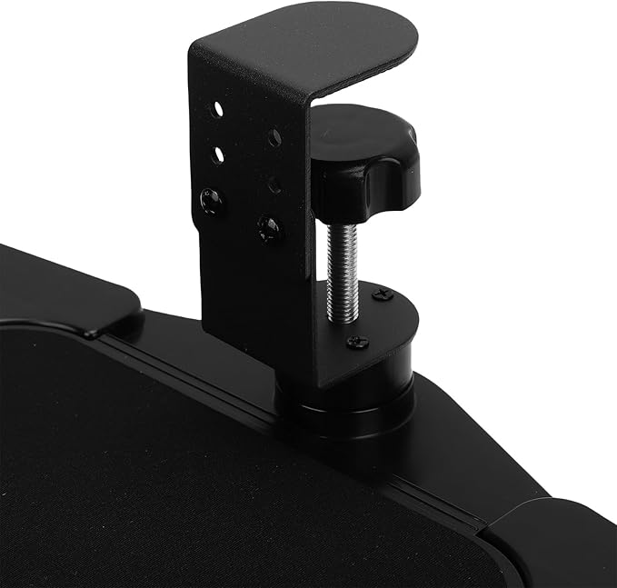 Clamp on Platform, Adjustable Under Desk Rotating Tray, Ergonomic Desk Extender with Multifunctional Storage Box for Office and Gaming Use