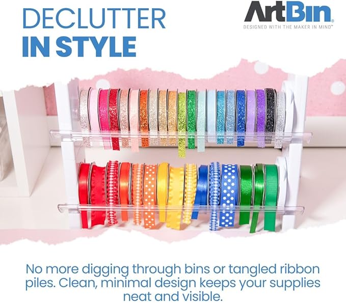 ArtBin Ribbon Storage Rack | Ribbon Spool Holder | Ideal for Craft Rooms & Studios, Gift Wrapping Stations, Small Craft Shops, Boutiques - White