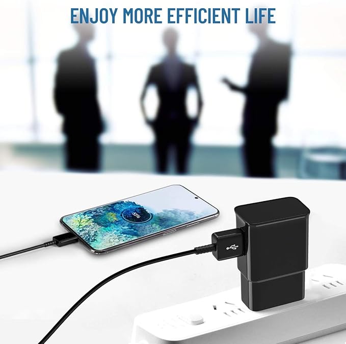Adaptive Samsung Fast Charger kit with 8Ft USB Type C Charging Cable for Samsung Galaxy S8/S8 Plus/S9/S9 Plus/S10/S10e/S26/S20/S20+/S21/S21+/S21 Ultra/S23/S22/S22+/S22/S25 Ultra/Note 8/Note 9/10/20
