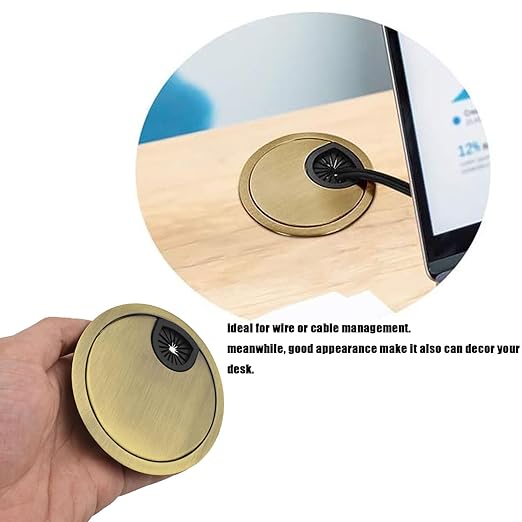 TuTuYa 2PCS Desk Grommet, Bronze Desk Grommet 3-1/6inch(80mm) Desk Cable Grommet Desk Cable Hole Covers with Hole Saw, Ideal Solution for Office and Home Table Cable (Bronze,3-1/6inch)