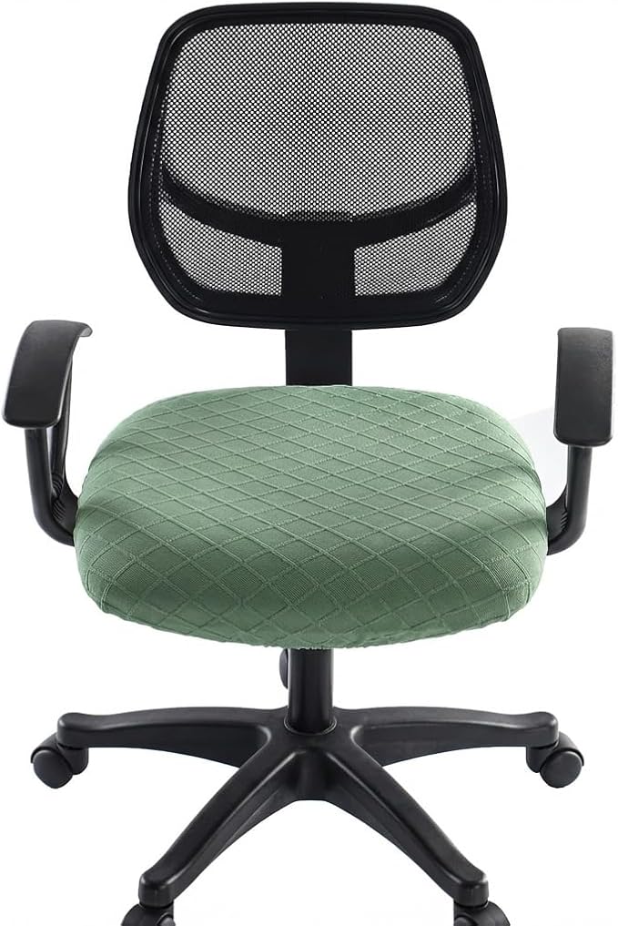 Stretch Jacquard Office Chair Cover, Removable Washable Desk Chair Cover, Anti-dust Seat Cushion Protectors - Green
