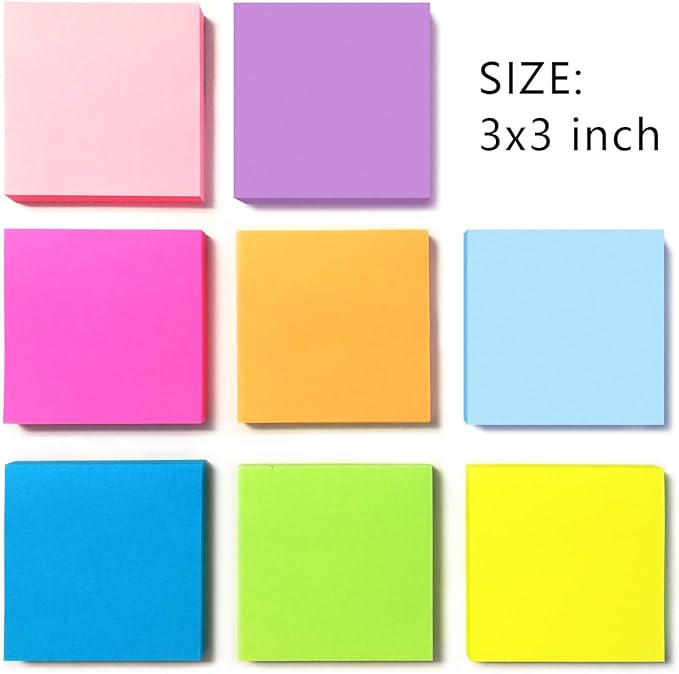 16 Pads Pop Up Sticky Notes 3x3 Refills Bright Colors Self-Stick Notes Pads Super Adhesive Sticky Notes Great Value Pack