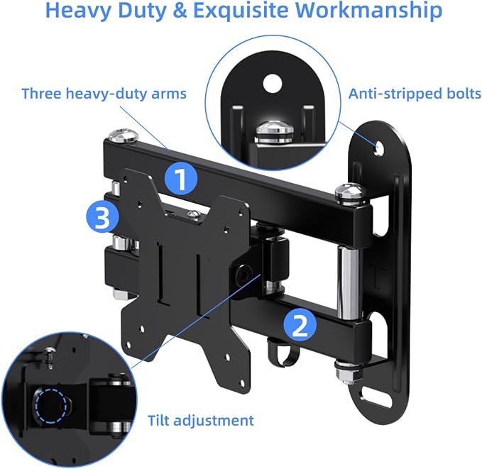 suptek TV Wall Mount Bracket Monitor arm TV Wall Mount Bracket Display arm Monitor Mount for 13-30" Adjustable up/Down, Left/Right Angle, 28.66lbs Load Capacity VESA75-100mm MA2776