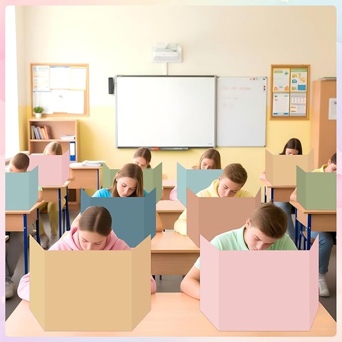 30 Pack Desk Dividers for Students Boho Privacy Folder for Students Waterproof Study Carrel Dividers Testing Divider Privacy Classroom Shield Folder Boards for Classroom School Teacher Supplies