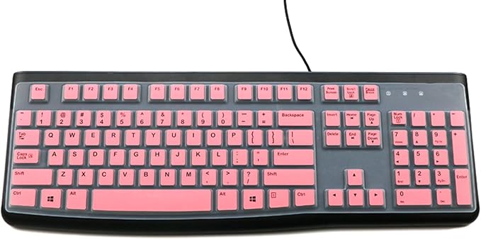 Ultra Thin Silicone Keyboard Skin Cover Compatible for Logitech K120 & MK120 Wired Keyboard, Logitech K120 & MK120 Keyboard Protective Accesseries (Pink)