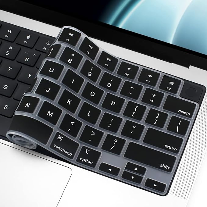 ProElife Keyboard Cover Skin for MacBook Air 13.6 inch 15 inch 2026-2022 M5 M4 M3 M2, Ultra Thin Keyboard Protector U.S Enter for 2026-2022 Air 13.6'' 15'' M5 M4 M3 M2 Accessory (Black)