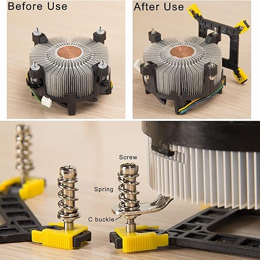 Adjustable Motherboard Backplate CPU Heatsink Mounting Bracket Kit Compatible with Intel LGA 775 1150 1155 1156 1366 Motherboard CPU Radiator Holder Backplate Snap Fix Screw Bolts