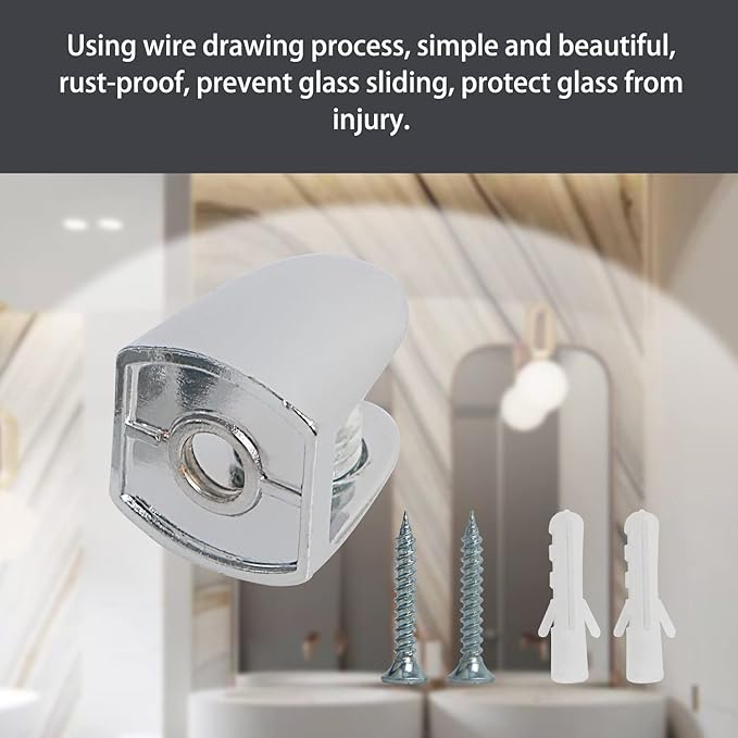 Aopin Glass Shelf Bracket Glass Clamp Bracket Glass Shelf Holders Support Glass Clamp Bracket Shelf Clip Clamp, Suitable for 8-10 mm / 0.3-0.39 inch Thick Glass Screen Clip Holder 10 PCS (Silver)