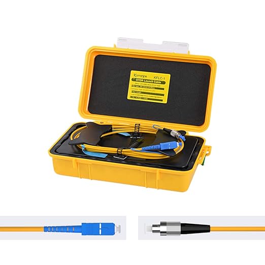 KOMSHINE SC UPC-FC UPC OTDR Launch Cable Box G652D Cable Fiber Singlemode 9/125, OTDR Launch Box Optical Fiber Test Extension Line Single Mode Dead Zone Eliminator 1KM