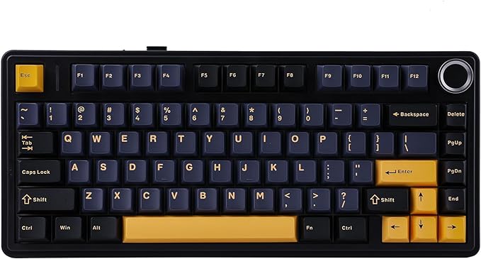 EPOMAKER x Aula F75 Gasket Mechanical Keyboard, 75% Wireless Hot Swappable Gaming Keyboard with Five-Layer Padding&Knob, BT/2.4GHz/USB-C, RGB (Black, Ice Vein Switch)