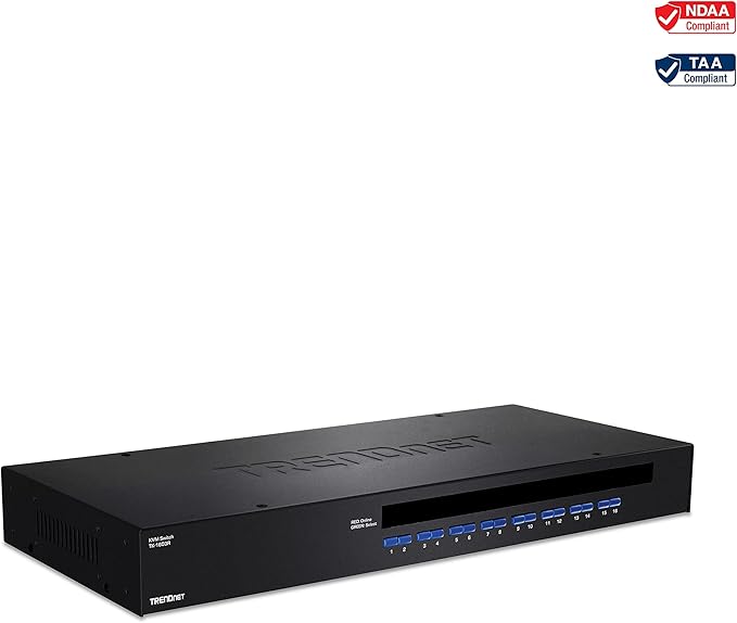 TRENDnet 16-Port Rack Mount USB KVM Switch, VGA and USB Connection, Supports USB and PS/2, Auto-Scan, Device Monitoring, Audible Feedback, Plug and Play, Hot Pluggable, Rack Mountable, Black, TK-1603R