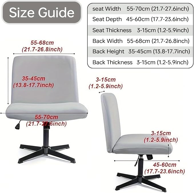 Armless Chair Slipcover Stretch Criss Cross Chair Cover, Mid Back Wide Seat Accent Chair Covers,Modern Vanity Chair Cover for Office Desk (Wheat)