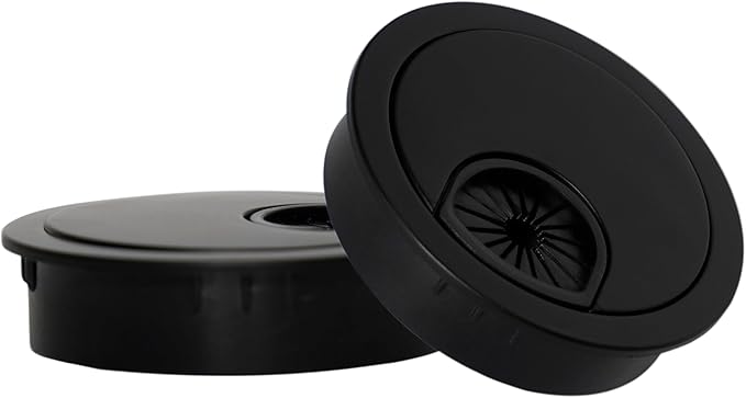 Signite 5 Pcs Plastic Desk Cable Grommet 2-1/2" –Durable Desk Hole Cover for Wire Management, Desks Cord Grommet for Workstations, Tables, Countertops 60mm Hole Cover for Home & Office Use - (Z-Black)