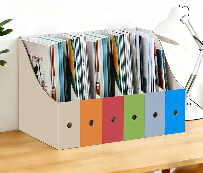 Limitliho 24 Pack Cardboard Magazine Holder for Desk, Book Bins for Classroom Library,Office,Home, 10.6" H x 10.2" L x 3.5" W in Magazine File holder (Fresh color)