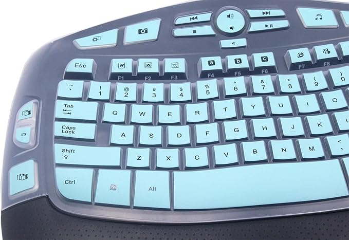 Silicone Keyboard Skin Cover Compatible for Logitech K350 MK550 MK570 Wireless Wave Keyboard, Logitech K350 MK550 MK570 Keyboard Skin (Mint)