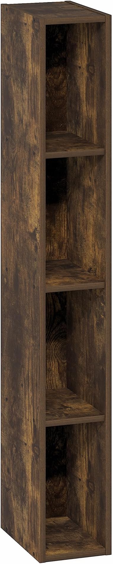 Furinno Fulda Book Shelf, 4-Tier Narrow Bookshelf, Standing Bookcase with 6-in Width Storage Shelf, 9.3 x 5.9 x 41.6, for Organization and Storage, for Living Room, Bedroom, Home Office, Amber Pine